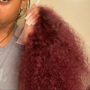 Burgandy curly wig
